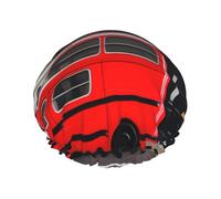 London Street Print Shower Cap - Reusable Bath Hair Cap, Double Layer, Adjustable Elastic Strap, Durable Travel Essential