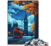 London Street Scene 1000 Piece Jigsaw Puzzle for Adults And Teenagers,Staycation Kill Time Every Piece Is Unique - Challenging Family Fun Game (38x26cm)