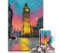 London Street Scene Adult Jigsaw Puzzles 1000 Pieces,Staycation Kill Time Every Piece Is Unique - Challenging Family Fun Game 50x75cm