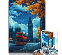 London Street Scene Jigsaw Puzzles for Adults 1000 Jigsaws,Family Game Stress Reliever Difficult Challenge Gifts for Friends And Family (75x50cm)