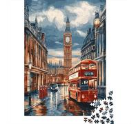 London Street Scene Jigsaw Puzzles Vintage Cityscape Challenge Toy Educational Games Home Decoration for Adults& Teenager Age 14 Years Up 70x50cm/1000pcs
