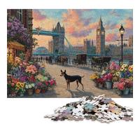 London Street Scene Wooden Jigsaw Puzzles for Adults Fun 500 Pieces Toy Intellectual Game Home Decoration Education Game Stress Relief Toy Premium & Durable 500pcs (52x38cm)