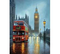 London Street View Stamped Cross Stitch Kits for Beginners Adults - Preprinted 11CT Easy Pattern Needlepoint Kits, Arts and Crafts for Home Decor (11.8x15.7inch) A137