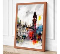 London Street with Big Ben Canvas Wall Art Print 18x12 Inch | Ready to Hang, Gallery Wrapped, Fade-Resistant Inks, Securely Packaged, UK Made