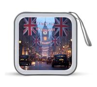 London Street with English Flag Funny CD Holder 40 Capacity DVD Case Disc Protective Storage Organizer Bag for Car Home Travel