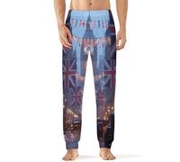 London Street with English Flag Men's Pajama Pants Lightweight Pjs Bottoms Lounge Pants Sleepwear Soft