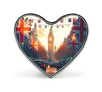 London Street with Flags Brooch Pins Heart Badge Button Tie Lapel Backpack Pin Decoration for Women Men