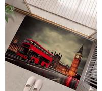 London Streets Door Mats 50 X 80 Cm, Photography Stylewashable Indoor Doormat Non-Slip, Dirt Trapper Front Door Mat Inside, Super Absorbent Entrance Rug For Entryway, Pets And Dogs Dark Gray
