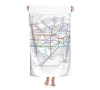 London Subway Map Beach Towel for Adults Men Women Microfiber Bath Towel Absorbent Quick Dry Beach Towel Travel Swimming Sports Towels