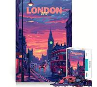 London Sunset Cityscape Jigsaw Puzzles 1000 Pieces for Teenagers Memory Fit Firm Edge Home Play Wall Display (50x75cm)