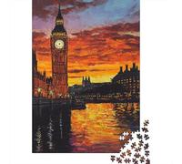 London Sunset Glow Adult 1000-Piece Jigsaw Puzzle, 38x26cm/1000pcs; Low-dust White Pieces for Sorting; A Weekend Activity at Your Own Pace