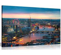 London Sunset, Panoramic View Canvas Wall Art Picture Print (30x20in)