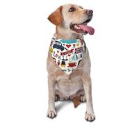 London Symbols Print Dog Bandana Scarf Adjustable Triangle Pet Bib Cat Kerchief Washable Puppy Neckerchief for Birthday Holiday Party