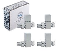 London Taps Square Straight Radiator Valve, Standard 15mm Connection, Chrome Plated Solid Brass, Central Heating Radiator or Towel Rail Valves Set of 2