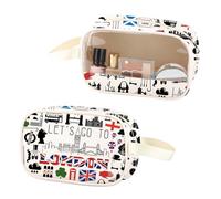 London Tavel Vacation Gift London Trip Clear Makeup Bag Let’s Go to London PU Leather Cosmetic Bag London Souvenir (London PU)