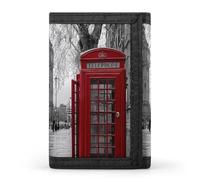 London Telephone Booth Big Ben Trifold Wallet Portable Slim Purse Wallet Card Holder with Zip for Men Women