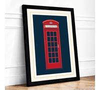 London Telephone Box Minimalist Framed Wall Art Print A1 Black