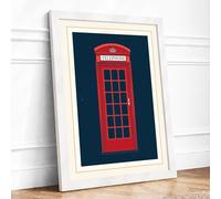 London Telephone Box Minimalist Framed Wall Art Print A3 White