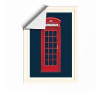 London Telephone Box Minimalist Unframed Wall Art Print A2 (59.4×42cm), Wall Decor for Living Room, Bedroom, Office & Home, Art Gift