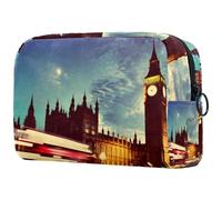 London The Big Ben Clock Night Scenery Cosmetic Bag for Women, Travel Toiletries Bags Large Makeup Handy Pouch Organiser Bag with Zipper