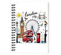 London-Themed A5 Notebook, School Supply with British Landmark Print | Spiral Notebook with Lined Paper, Notepad for Lecture Notes & Travel Diaries, London Souvenirs Gifts for Family and Friends