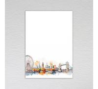London Themed Blank Note Cards with Envelopes: Watercolour UK British English City of London Skyline Note Cards (Pack of 20 without Envelopes)