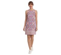 London Times Women's Cotton Sateen Preppy Bright Happy Vacation Shift Dress, Soft White/Della Robbia Blue, 14