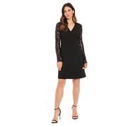 London Times Women's Long SLV Novelty A-line Dress, Black, 14