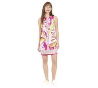 London Times Women's Petite Sleeveless Shift Dress, Soft White/Hot Pink, 8