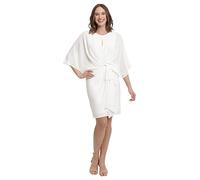 London Times Women's Shawl Draped Dress Twist Detail Guest of Event Wedding Mother of The Bride Special Occasion, Snow White, 16