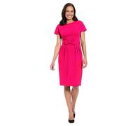 London Times Women's Short Sleeve Round Neck Sheath Bow Belt-Professional Work Dresses, Black, 20