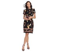 London Times Women's Side Neck Tie Knee Length Dress, Black/Light Beige, 12