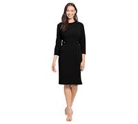 London Times Women's Work Office Business Sheath Dress with Button Waist Detail, Black, 20 Plus