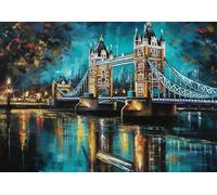 London Tower Bridge 11ct Counted Cross Stitch Stamped Pre Printed Cross Stitch Embroidery Kits for Adults Starter DIY Embroidery Needlework Kit with Patterns 55×45cm(c-j189)