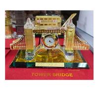 London Tower Bridge Ornament Table Clock Glass Gold