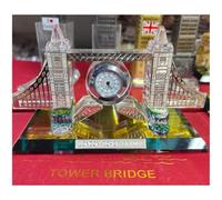 London Tower Bridge Ornament Table Clock Glass Silver