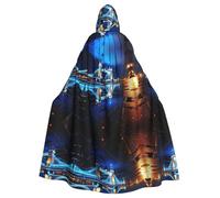 London Tower Bridge Unisex Mysterious Renaissance Hooded Robe Cloak Halloween Christmas Cosplay Costume Party Cape Adult Cloak