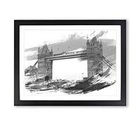 London Tower Bridge V1 Modern Framed Print | A4 Black Framed Wall Art | Ready to Hang | Modern Cityscape Picture | Living Room Bedroom Lounge Office
