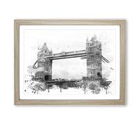 London Tower Bridge V4 Modern Framed Print | A3 Oak Framed Wall Art | Ready to Hang | Modern Cityscape Picture | Living Room Bedroom Lounge Office