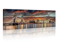 London Tower Bridge Wall Art Cityscape Pictures Sunset Paintings 1 Piece Canvas Contemporary Artwork Home Decor for Living Room Framed Posters and Prints Ready to Hang, 12" Wx46 H