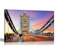 London Tower Bridge with Speeding Lights Canvas Prints Wall Art Pictures Framed Office Photos Hanging Artwork Living Room City Posters 40 x 30cm (16 x 12 inches) A3
