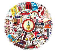 London Travel Aesthetic Waterproof Vinyl Decals for Water Bottles Laptop Luggage Cup Skateboard Guitar Décor UK England Travel Stickers 50 Pcs