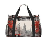 London Travel Duffle Bag Vintage Romantic Gym Overnight Weekender Bag for Men Women Lightweight Carry On Luggage for Workout Holiday