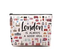 London Travel Gift Cosmetic Bag for Women, London Lover Souvenirs Gift, London City Themed Gift for Women Travellers Friends, Zipper Pouch Accessories Bag Purse