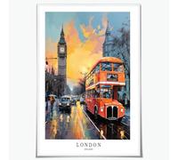 London Travel Wall Art Big Ben and Red Bus Poster Vintage England Canvas Print for Living Room Office Bedroom Modern Cityscape Artwork Home Decor Unframed16x24inch