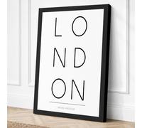 London Type Typography Canvas Wall Art Print 30x20 Inch (76 x 51 cm)
