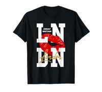 London UK Great Britain Souvenir With Red Lip Graphic T-Shirt