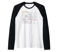 London UK Metro Train Railway - Souvenir Route Map Europe Raglan Baseball Tee