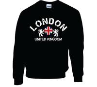 London UK Souvenir Sweatshirt - British Flag Graphic Jumper - Travel Gift for Tourists(L, Black)