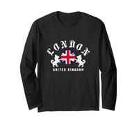 London UK Union Jack Royal Corgi Dog Emblem Vintage Classic Long Sleeve T-Shirt